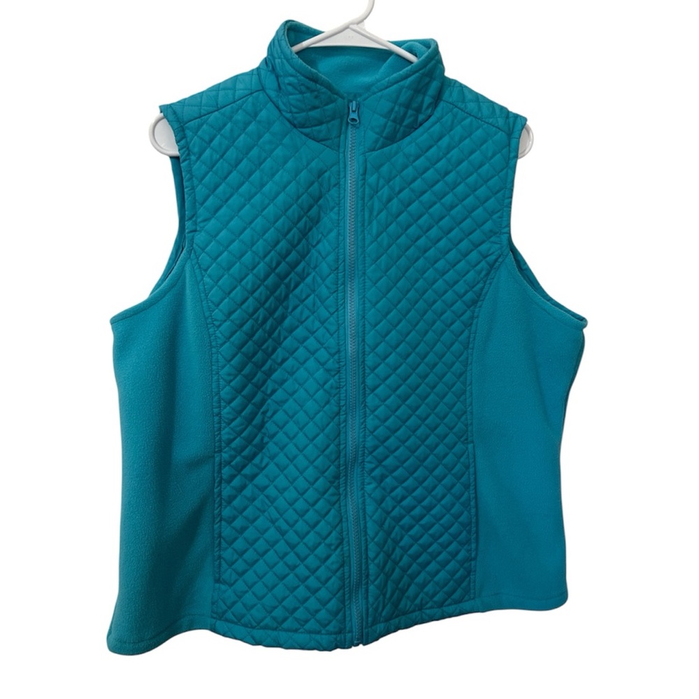 Izod Teal Quilted Vest with Fleece Lining